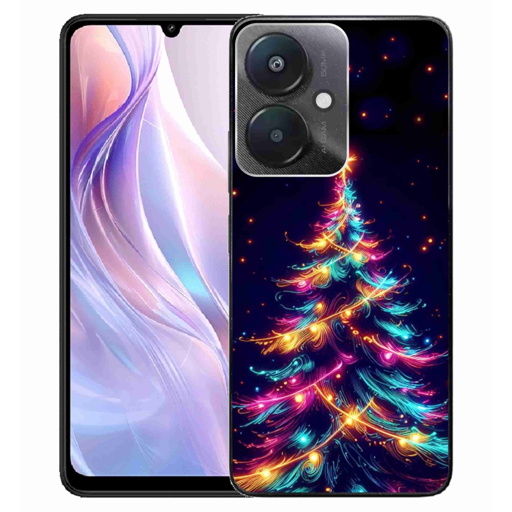 Gelový kryt mmCase na Xiaomi Redmi 13C 5G - neonový vánoční stromek