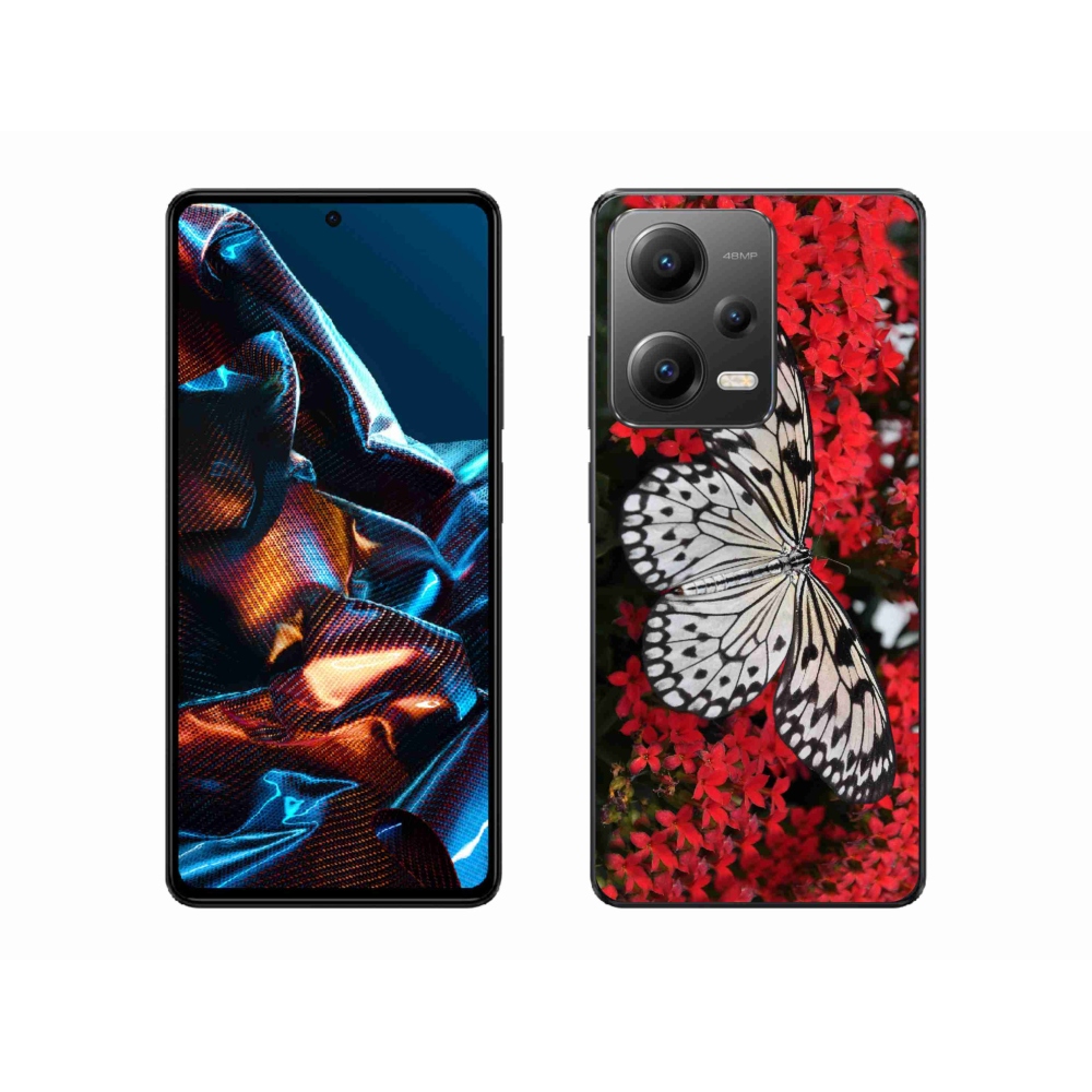 Gelový kryt mmCase na mobil Xiaomi Redmi Note 12 Pro 5G - černobílý motýl 1