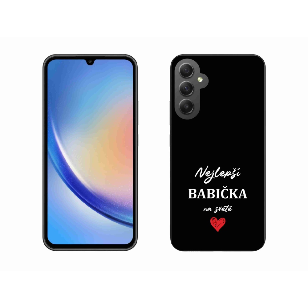 Gelový kryt mmCase na Samsung Galaxy A34 5G - nejlepší babička 1 černé pozadí