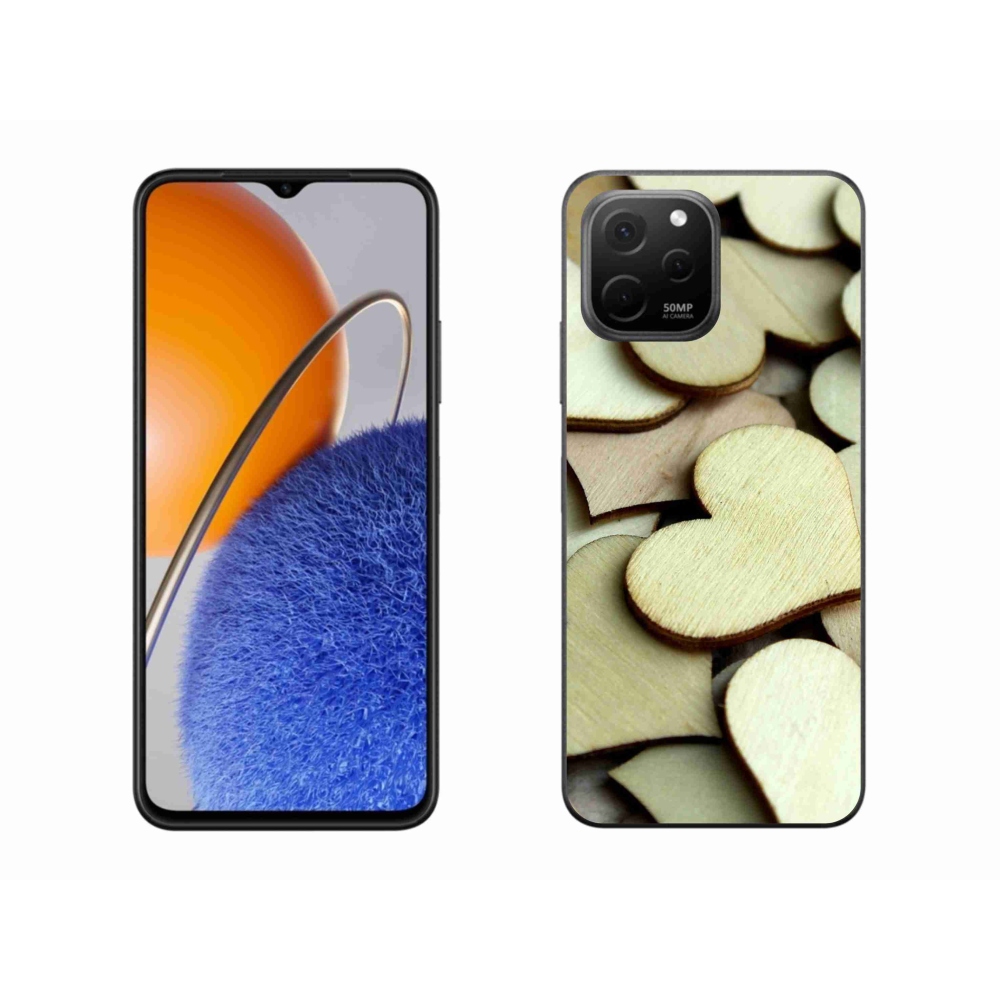 Gelový kryt mmCase na Huawei Nova Y61 - dřevěná srdíčka