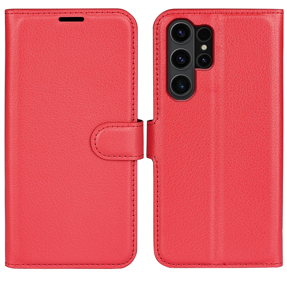 Litchi knížkové pouzdro na Samsung Galaxy S24 Ultra - červené