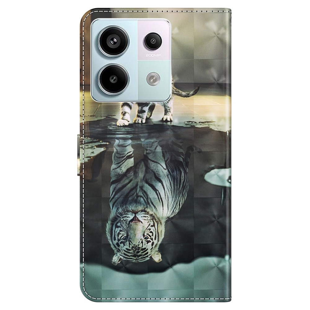 Print knížkové pouzdro na Xiaomi Redmi Note 13 Pro 5G/Poco X6 5G - kočka a odraz tygra