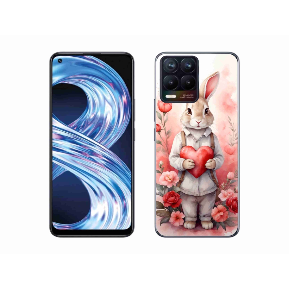 Gelový kryt mmCase na Realme 8 Pro - zajíc se srdíčkem