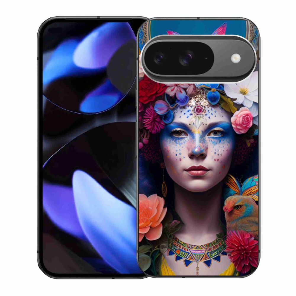 Gelový kryt mmCase na Google Pixel 9/9 Pro - žena s květinami