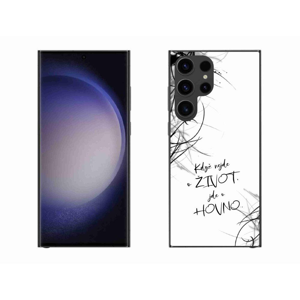 Gelový kryt mmCase na Samsung Galaxy S23 Ultra 5G - vtipný text 16 bílé pozadí