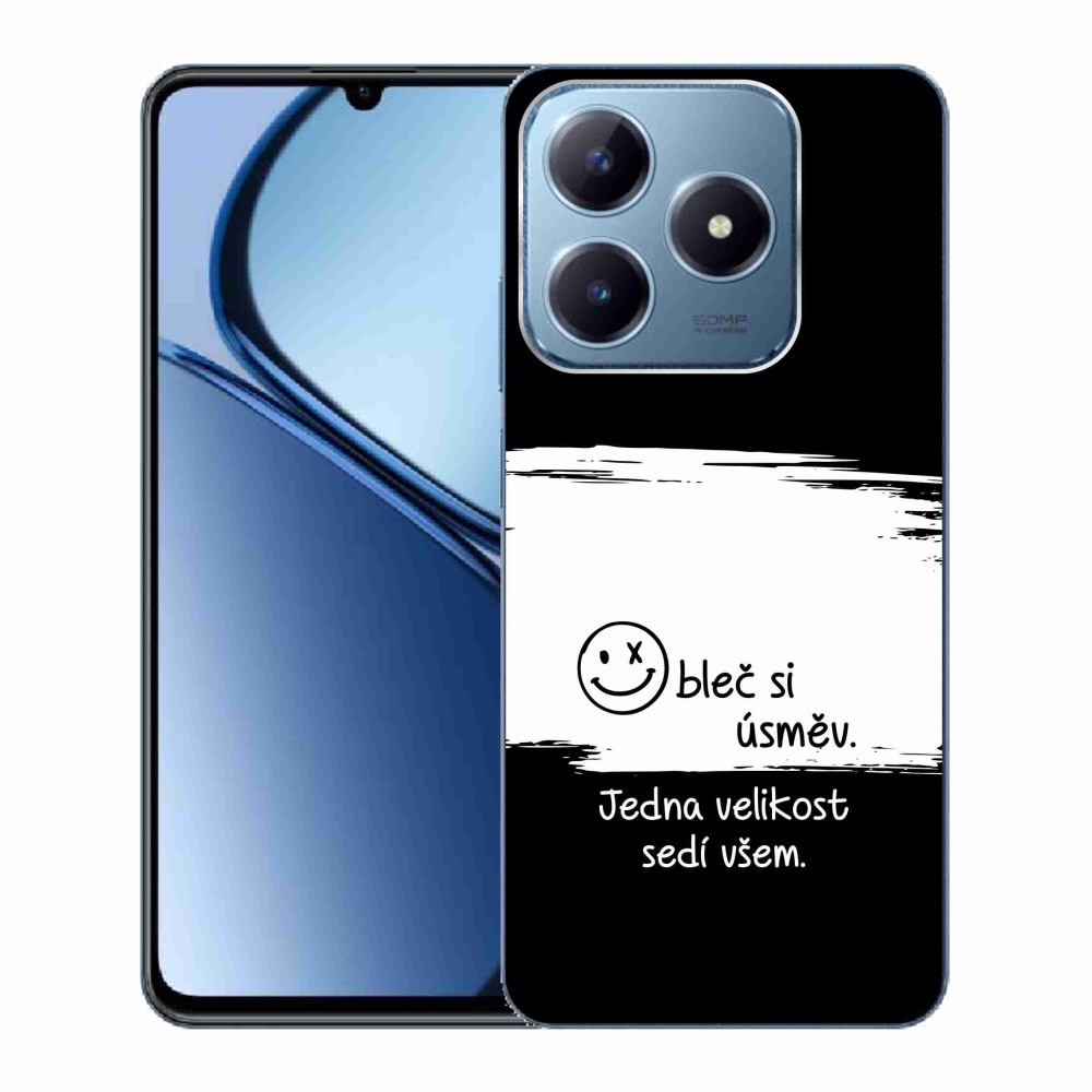 Gelový kryt mmCase na Realme C63 - vtipný text 8 bíločerné pozadí