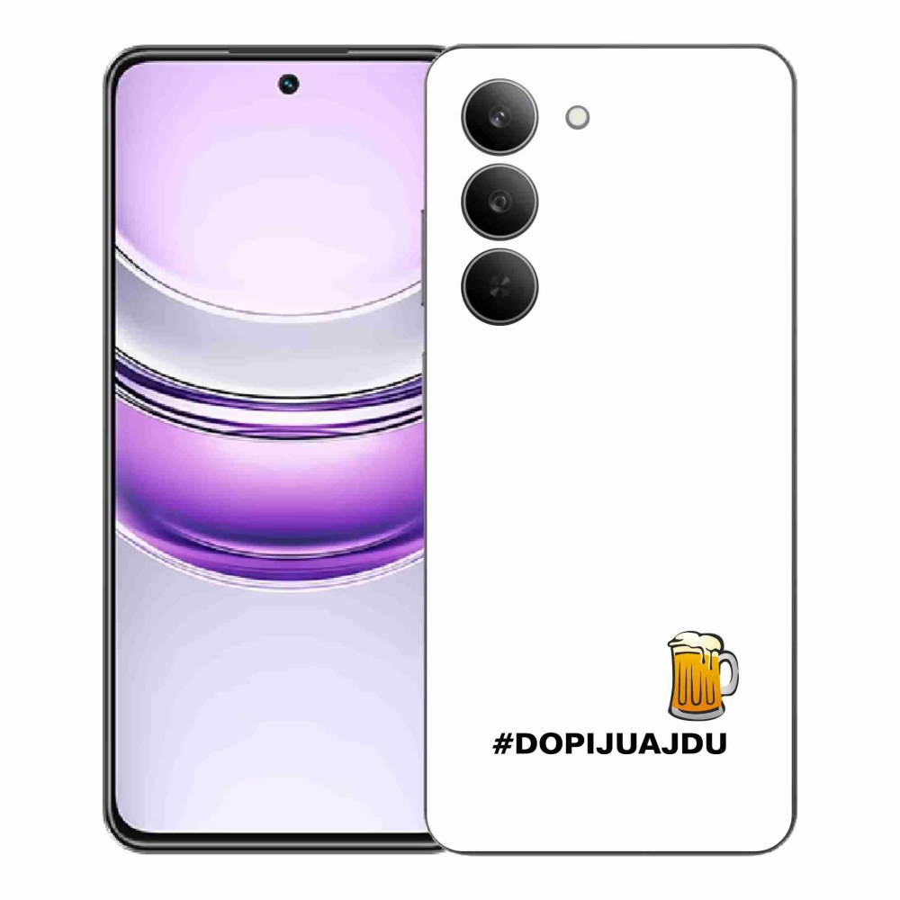Gelový kryt mmCase na Realme 14x 5G - pivní motiv 1 bílé pozadí