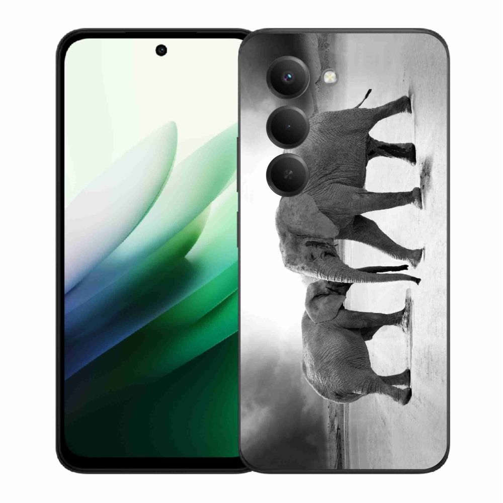 Gelový kryt mmCase na Xiaomi Redmi 15 5G (169mm) - černobílí sloni