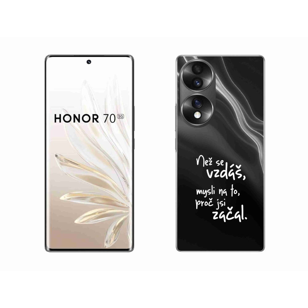 Gelový kryt mmCase na Honor 70 - citát 2 černé pozadí