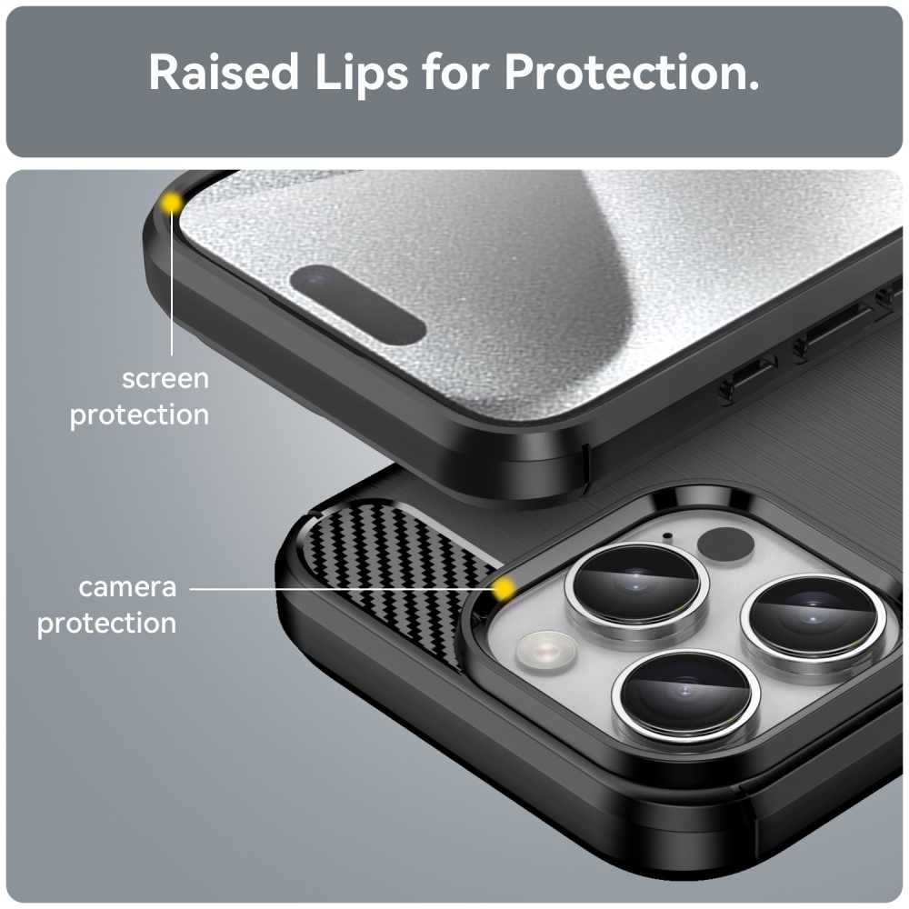 Carbon odolný gelový obal na iPhone 16 Pro - černý