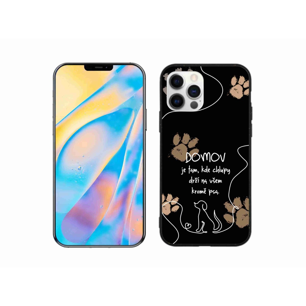 Gelový kryt mmCase na iPhone 12 - psí motiv černé pozadí