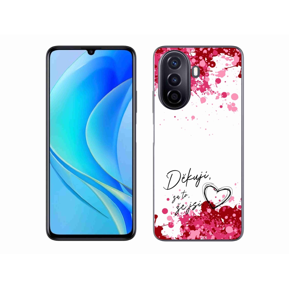Gelový kryt mmCase na Huawei Nova Y70 - zamilovaný text 2 bílé pozadí