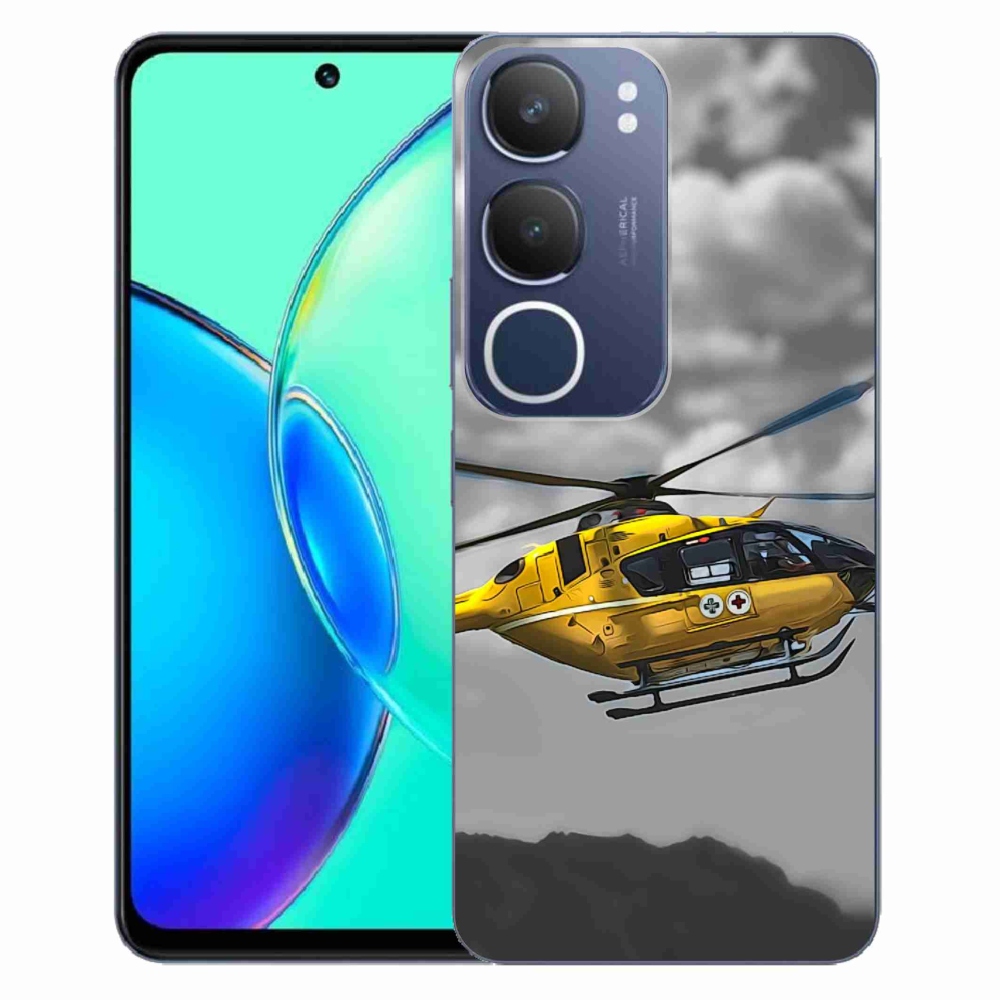 Gelový kryt mmCase na Vivo Y19s - žlutá helikoptéra