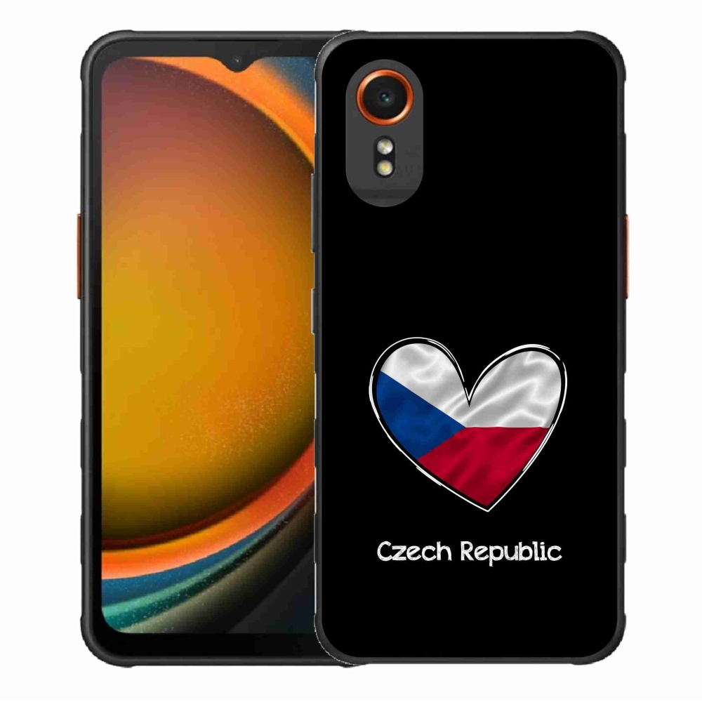 Gelový kryt mmCase na Samsung Galaxy Xcover 7 - vlajka srdce černé pozadí