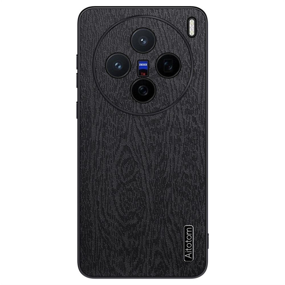 Wood gelový obal potažený umělou kůží na Vivo X200 5G - černý