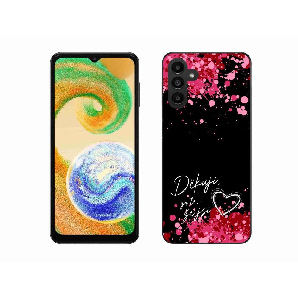 Gelový kryt mmCase na Samsung Galaxy A04s (164.7x76.7x9.1mm) - zamilovaný text 2 černé pozadí