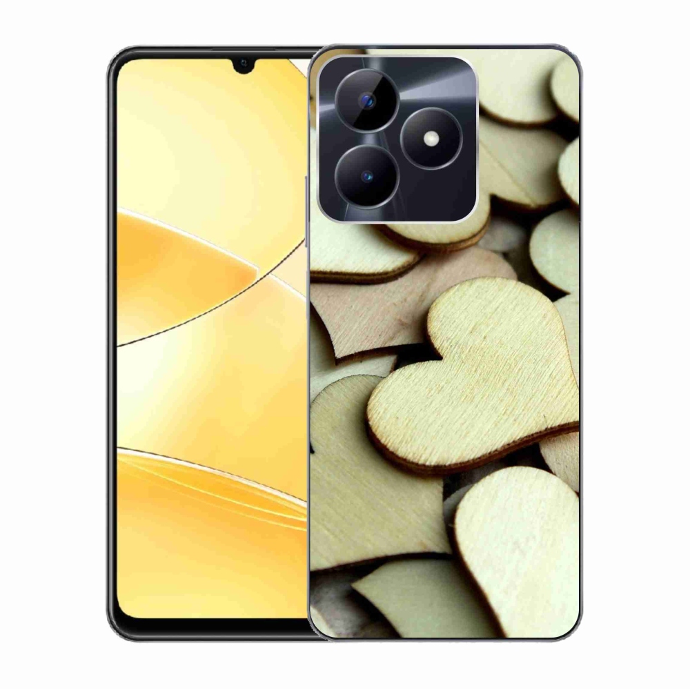 Gelový kryt mmCase na Realme C51/C53 - dřevěná srdíčka
