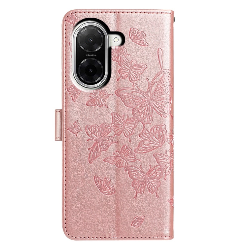 Floral Butterfly knížkové pouzdro na Xiaomi Redmi A5 (171.7x77.8x8.3mm) - růžovozlaté