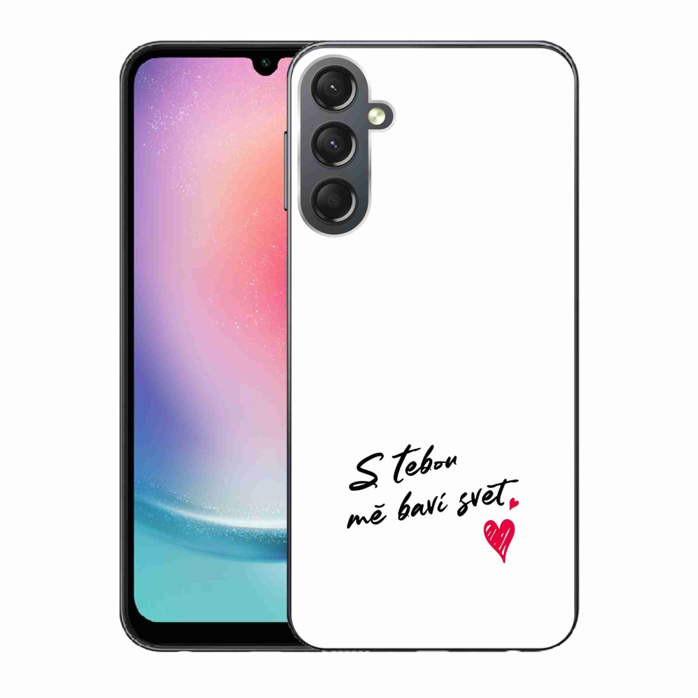Gelový kryt mmCase na Samsung Galaxy A24 - zamilovaný text 1 bílé pozadí