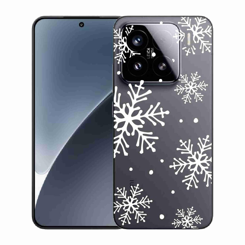 Gelový kryt mmCase na Xiaomi 15 - bílé vločky na průhledném pozadí