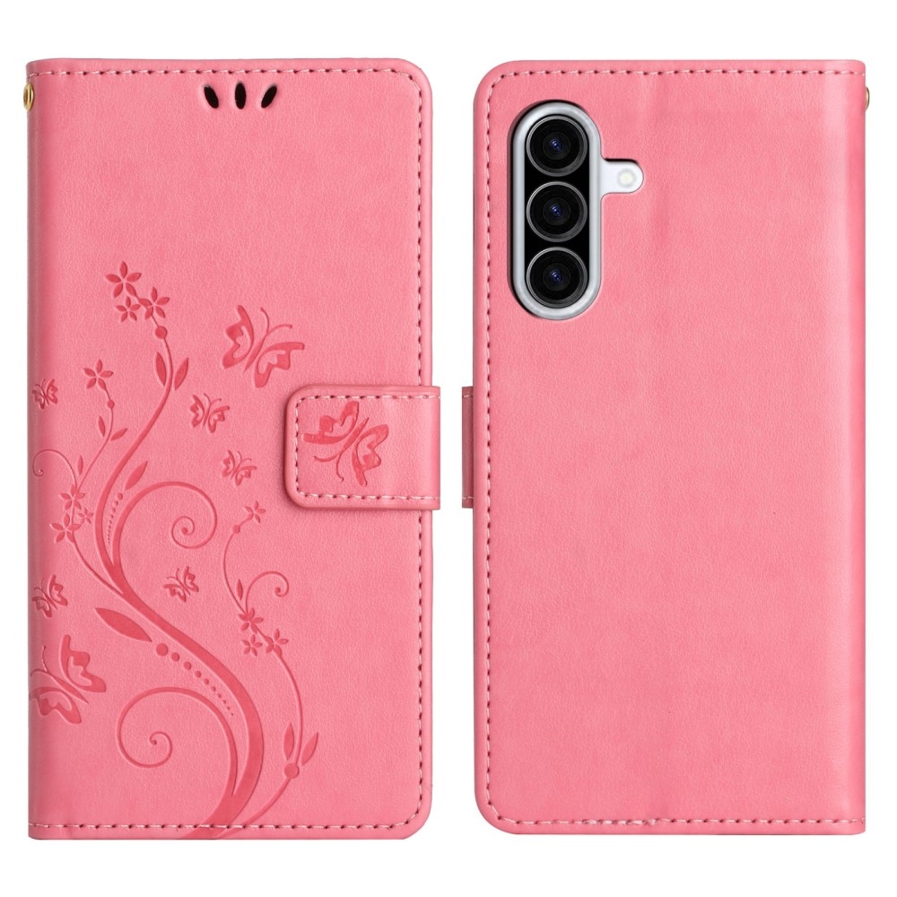 Flowers knížkové pouzdro na Samsung Galaxy A36 5G - růžové