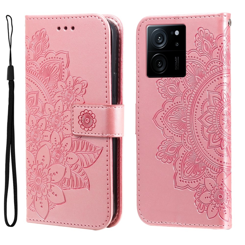 Mandala knížkové pouzdro na Xiaomi 13T/13T Pro - růžové