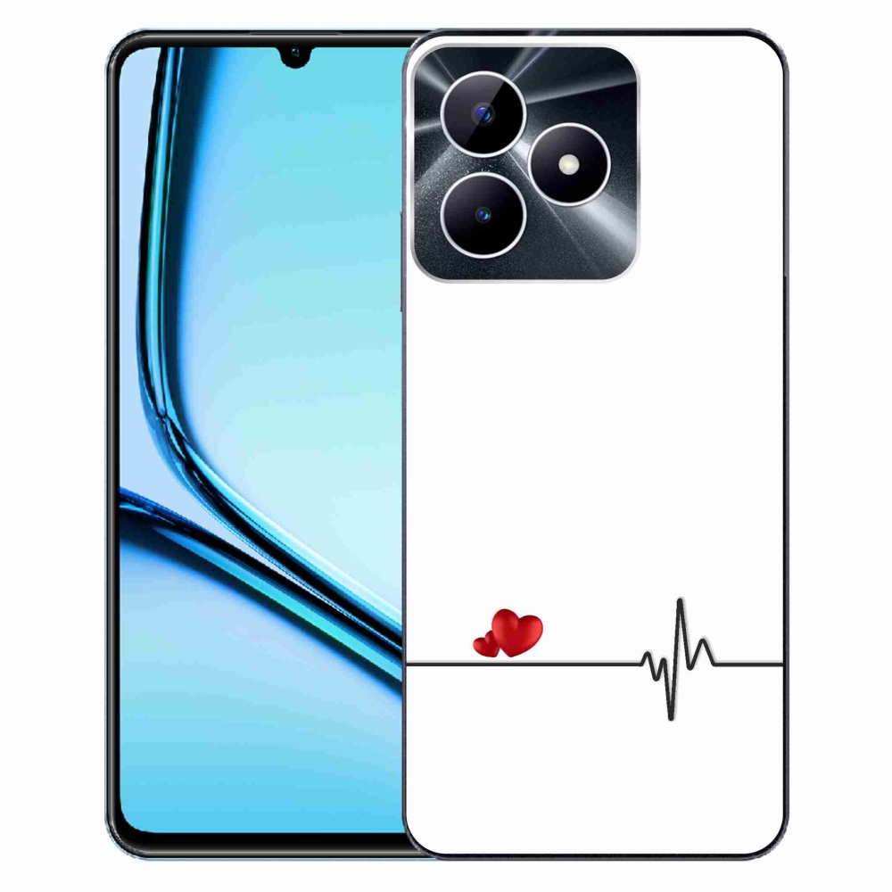Gelový kryt mmCase na Realme Note 50 - srdce a tep bílé pozadí