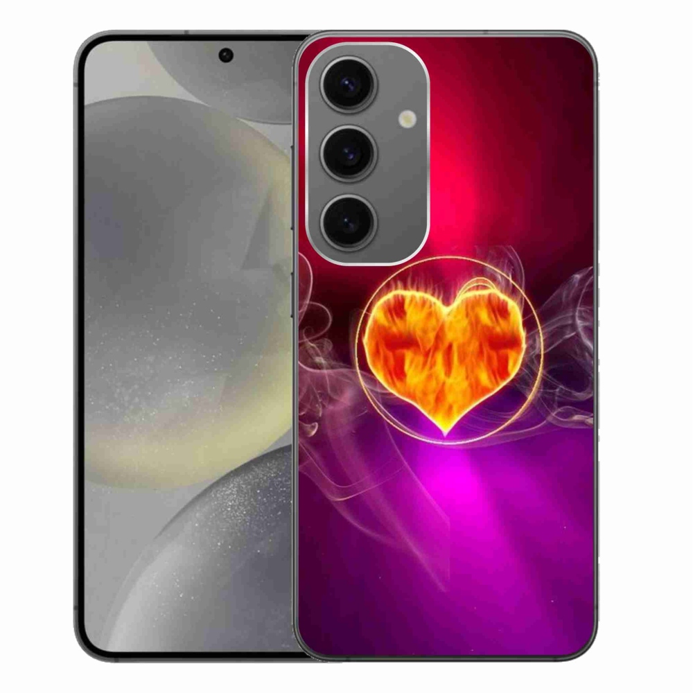 Gelový kryt mmCase na Samsung Galaxy S24+ - ohnivé srdce