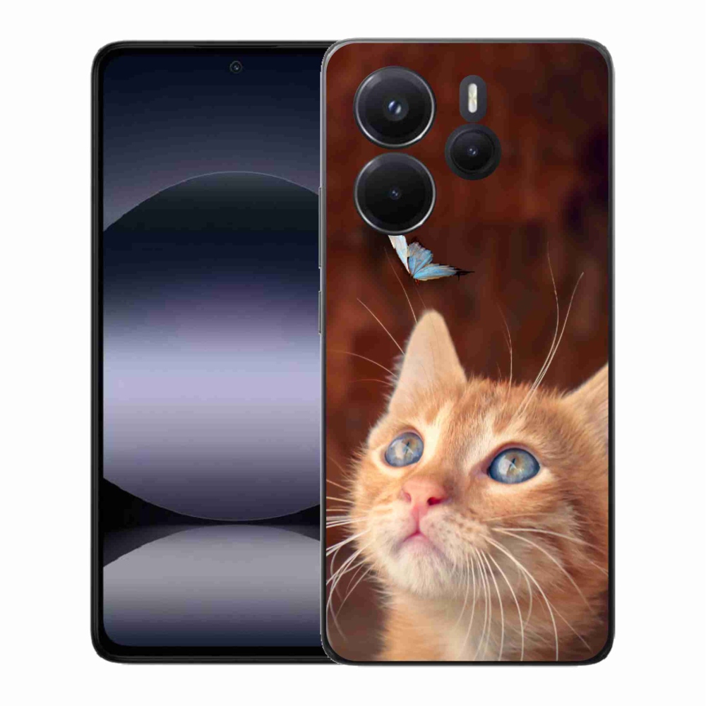 Gelový kryt mmCase na Xiaomi Redmi Note 14 - motýl a kotě