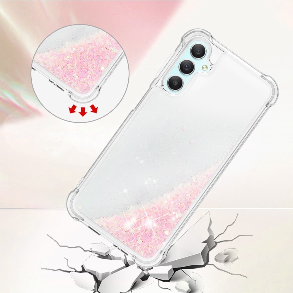 Glitter přesýpací gelový obal na Samsung Galaxy A24 - růžový/hvězdičky