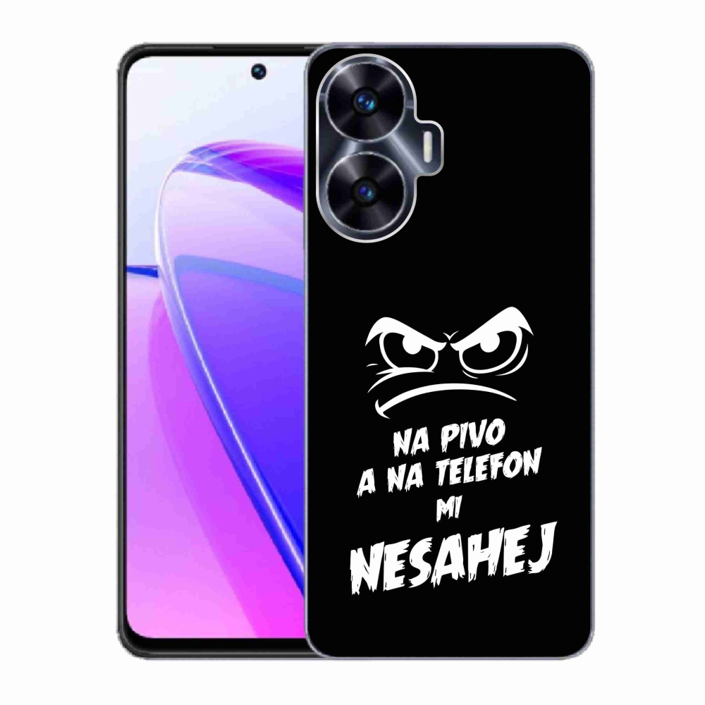 Gelový kryt mmCase na Realme C55 - pivní motiv 2 černé pozadí