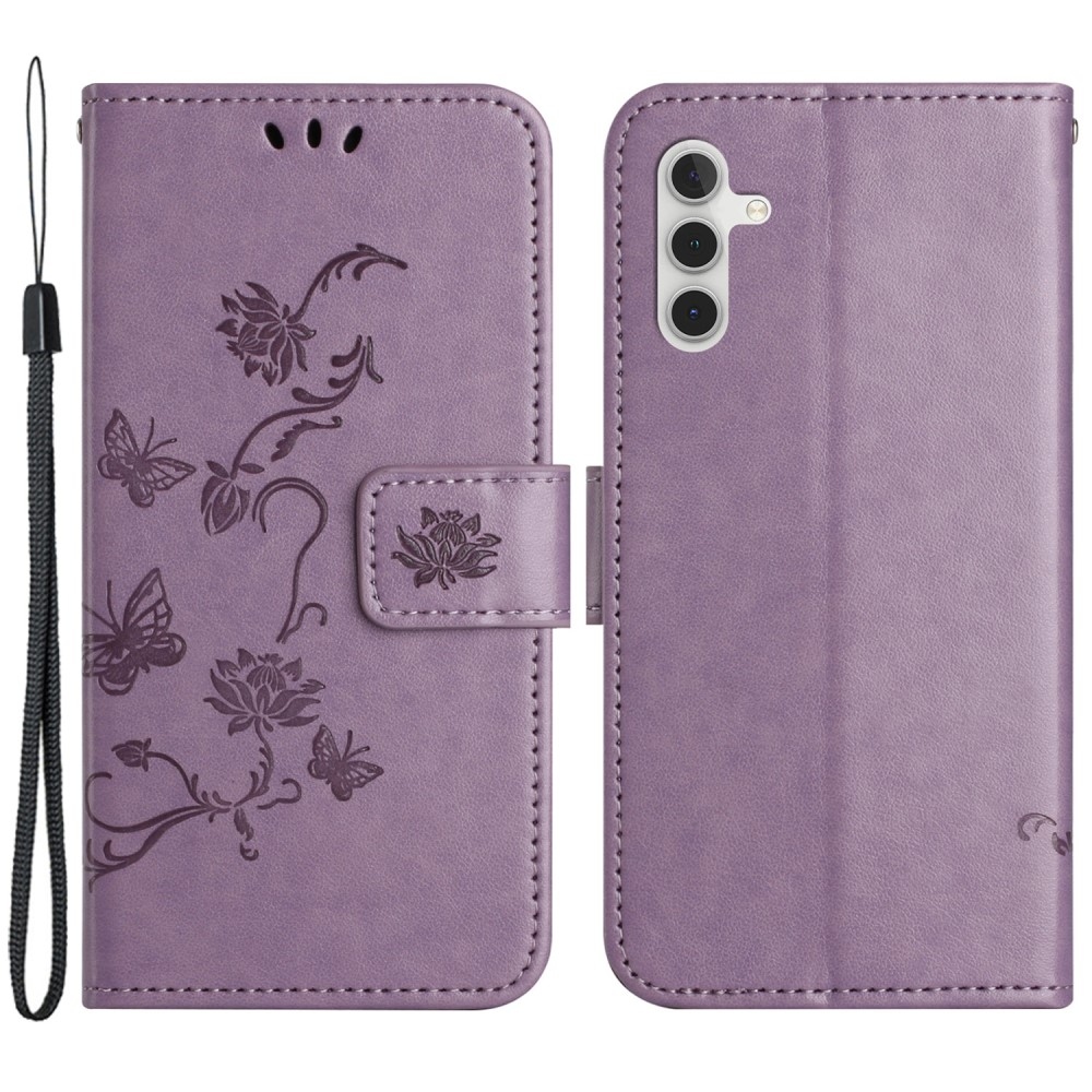 Flower knížkové pouzdro na Samsung Galaxy A55 5G - světlefialové