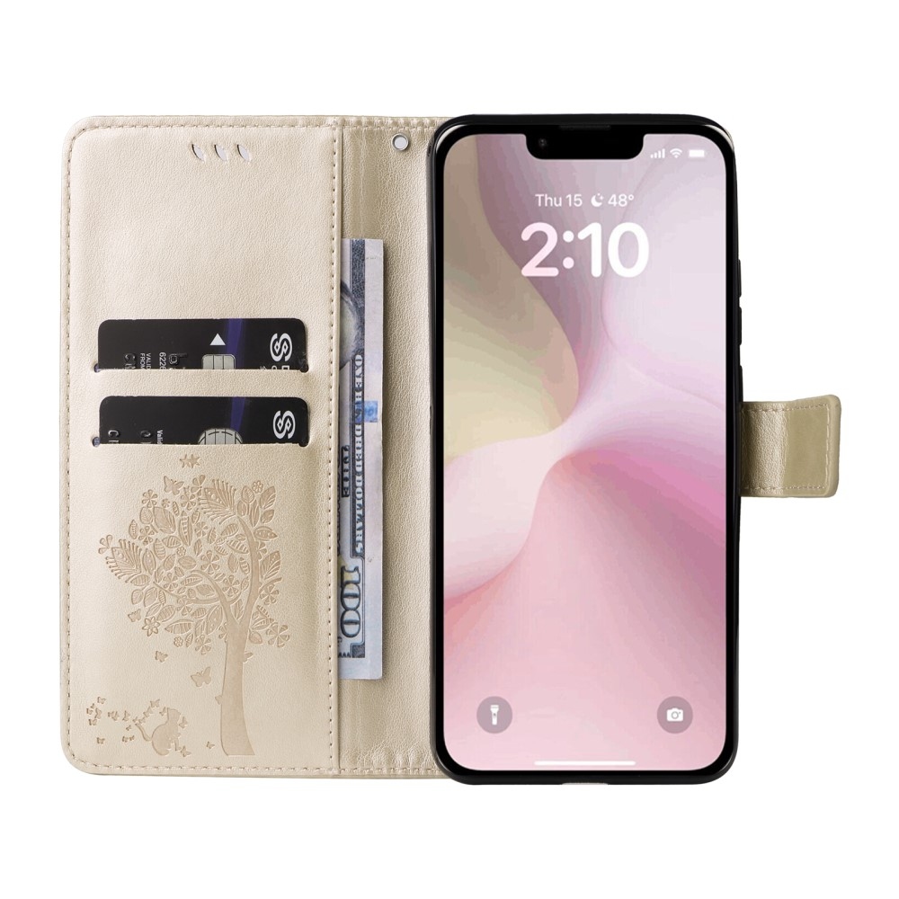 Trees knížkové pouzdro na iPhone 16e - zlaté