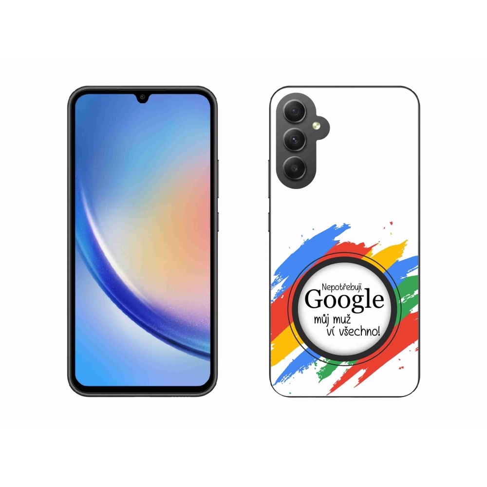 Gelový kryt mmCase na Samsung Galaxy A34 5G - muž ví všechno bílé pozadí
