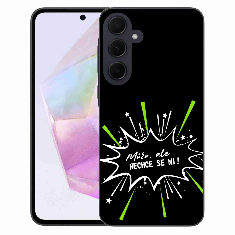 Gelový kryt mmCase na Samsung Galaxy A35 5G - vtipný text 11 černé pozadí
