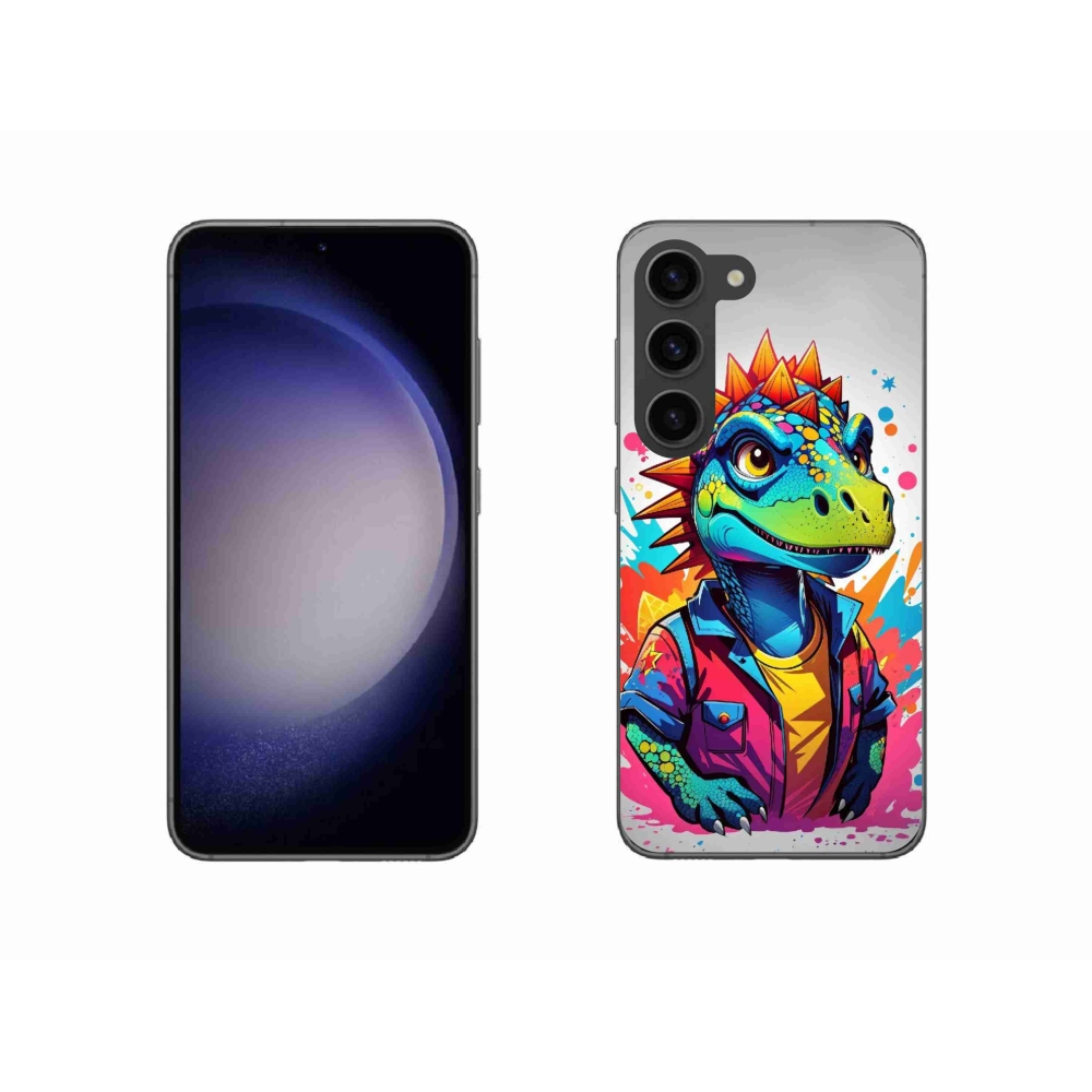 Gelový kryt mmCase na Samsung Galaxy S23 5G - barevný dinosaurus
