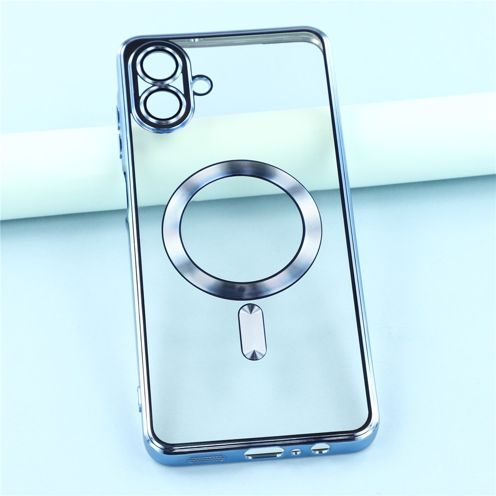 Clear obal s ochranou fotoaparátu a podporou MagSafe na Samsung Galaxy A07 4G - modrý