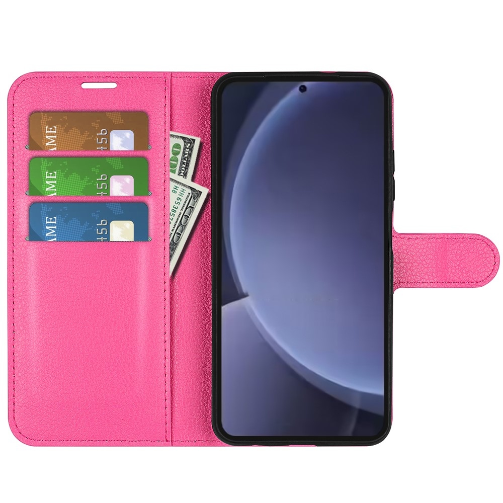 Litchi knížkové pouzdro na Samsung Galaxy S25+ - rose