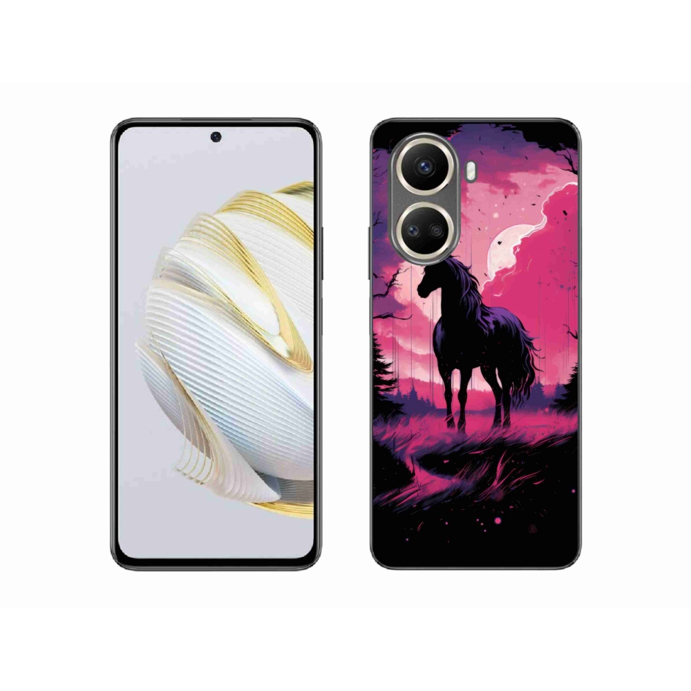 Gelový kryt mmCase na Huawei Nova 10 SE - černý kreslený kůň 1
