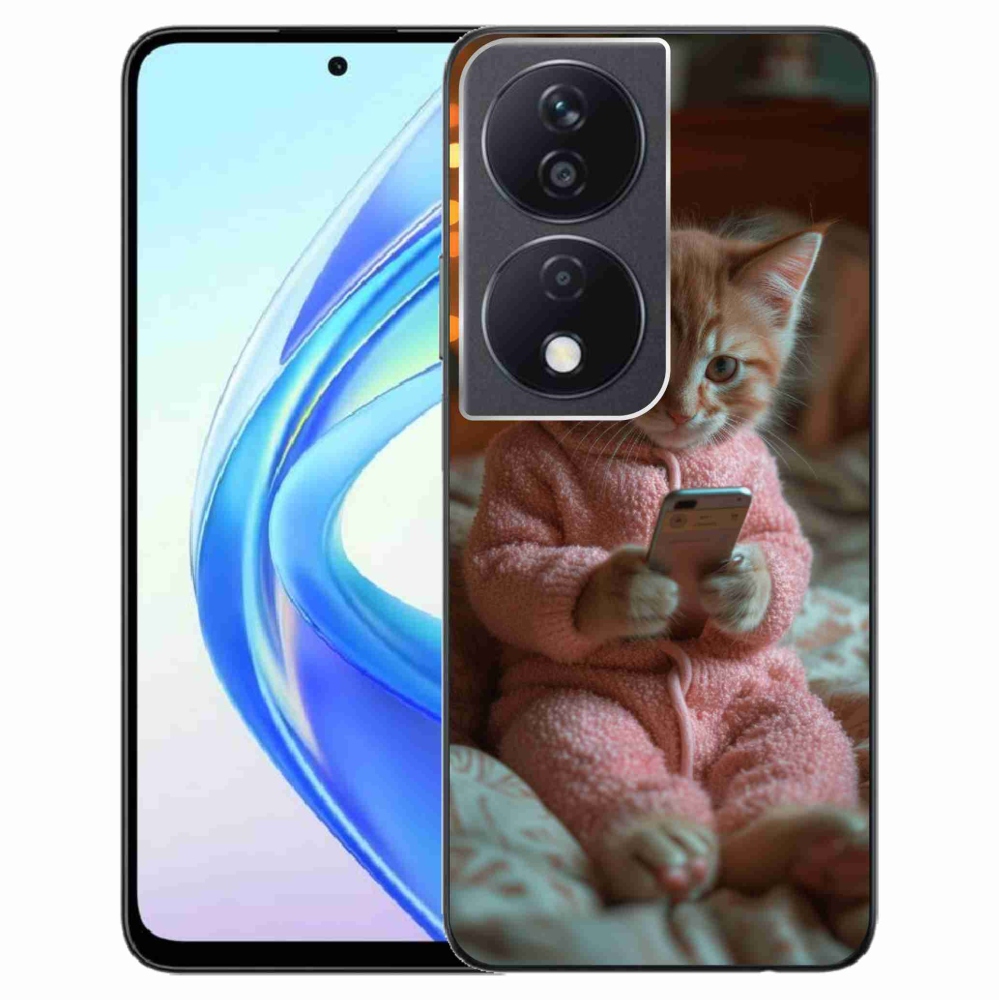 Gelový kryt mmCase na Honor X7b/Honor 90 Smart - kotě s mobilem