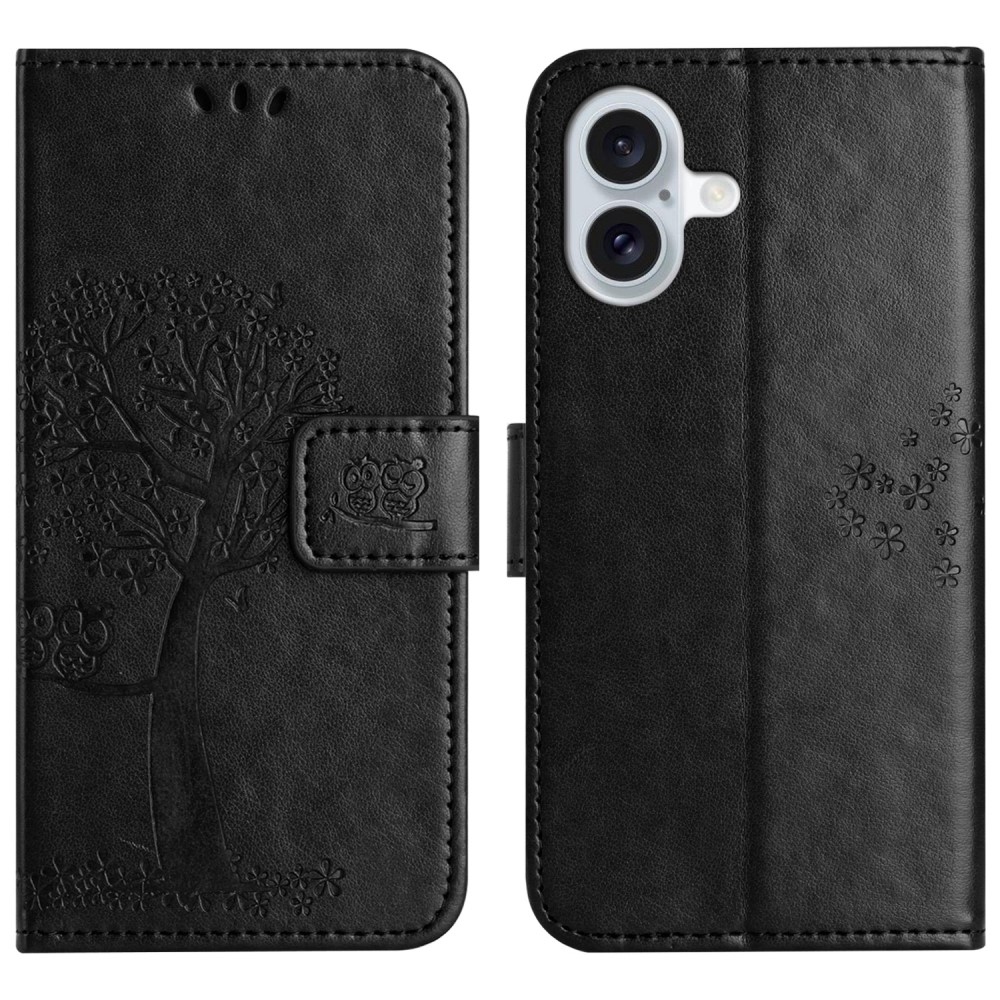 Tree knížkové pouzdro na iPhone 16 - černé