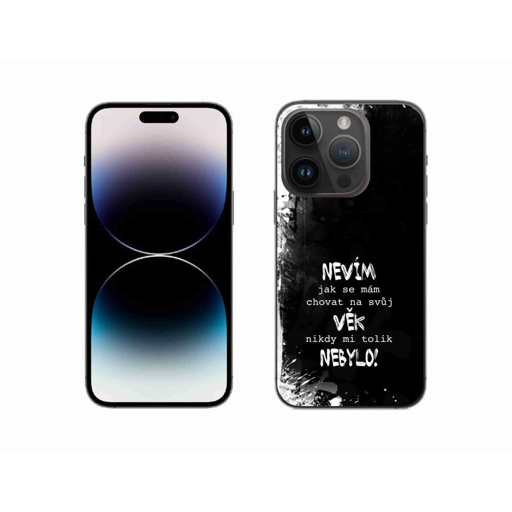 Gelový kryt mmCase na iPhone 14 Pro 6.1 - vtipný text 14 černé pozadí