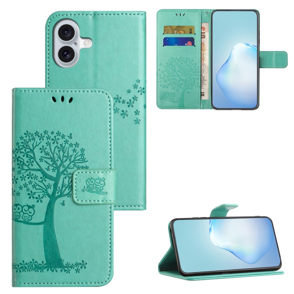 Tree knížkové pouzdro na iPhone 16 - modrozelené