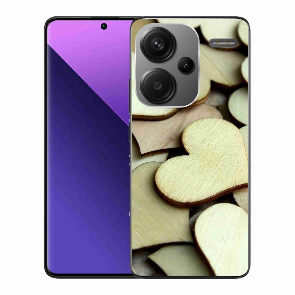 Gelový kryt mmCase na Xiaomi Redmi Note 13 Pro+ 5G - dřevěná srdíčka