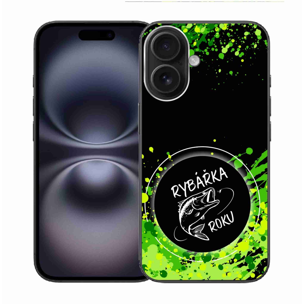 Gelový kryt mmCase na iPhone 16 - rybářka roku černé pozadí