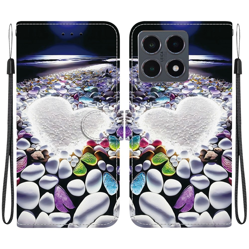 Versatile knížkové pouzdro na Xiaomi 15T - srdce a kamínky