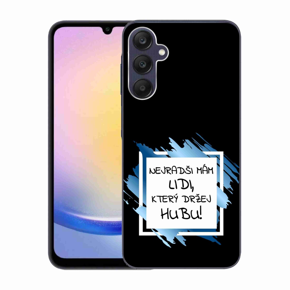Gelový kryt mmCase na Samsung Galaxy A25 5G - vtipný text 7 bíločerné pozadí