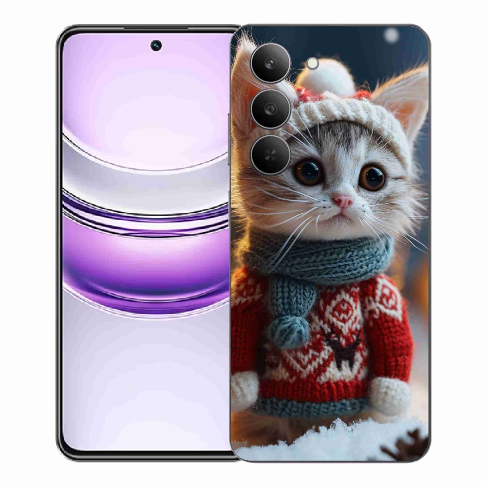 Gelový kryt mmCase na Realme 14x 5G - kotě ve svetru