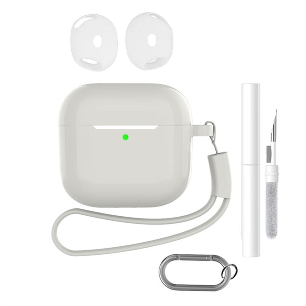 Set silikonový obal na Apple AirPods 4 s čistící sadou - průhledný