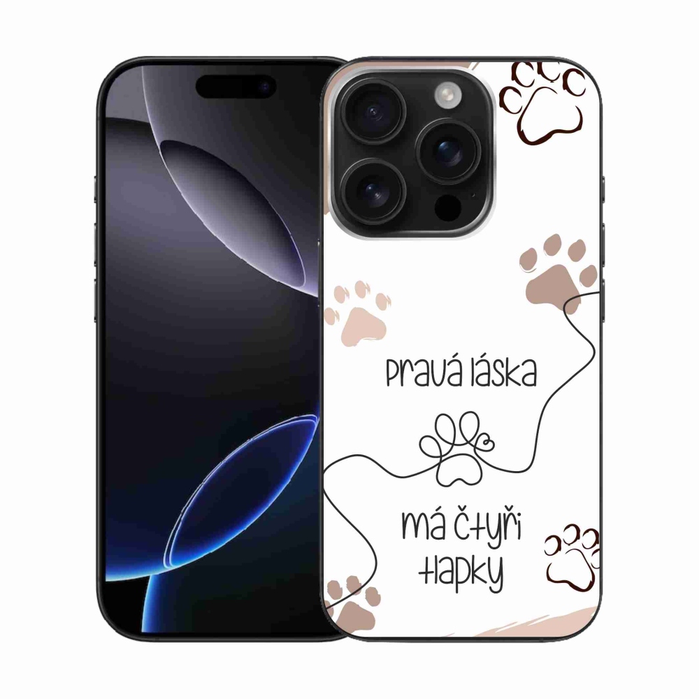 Gelový kryt mmCase na iPhone 16 Pro - psí motiv 1 bílé pozadí